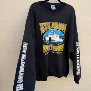 Jerzees Sweatshirt Men 3XL Black Vintage 90s New El Dorado III Sportfishing Crew
